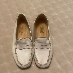 Amalfi white and gold leather loafers ladies size 7.5